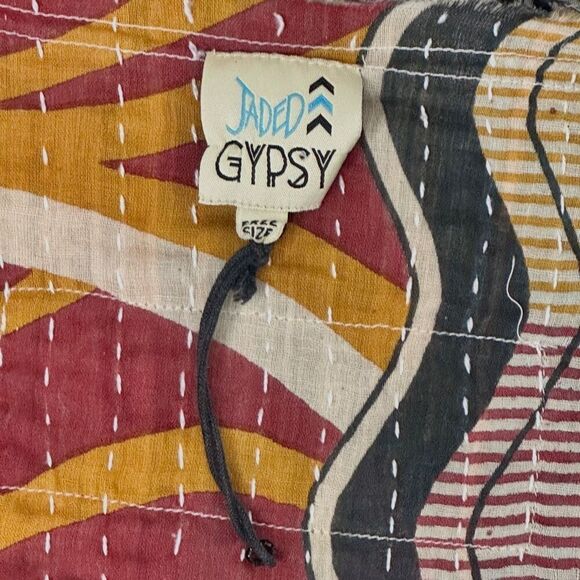 Jaded Gypsy Kantha Kimono OS  Frayed Edges Boho Festival Cottage Artsy Rustic - Picture 9 of 16